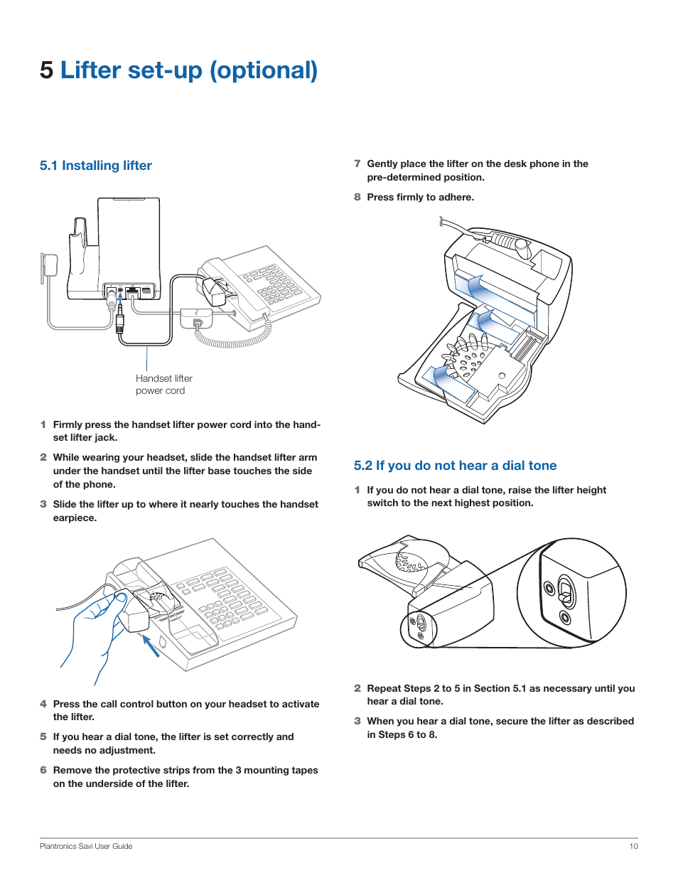 5lifter set-up (optional) | Plantronics Savi Office WO350 User Manual | Page 10 / 25