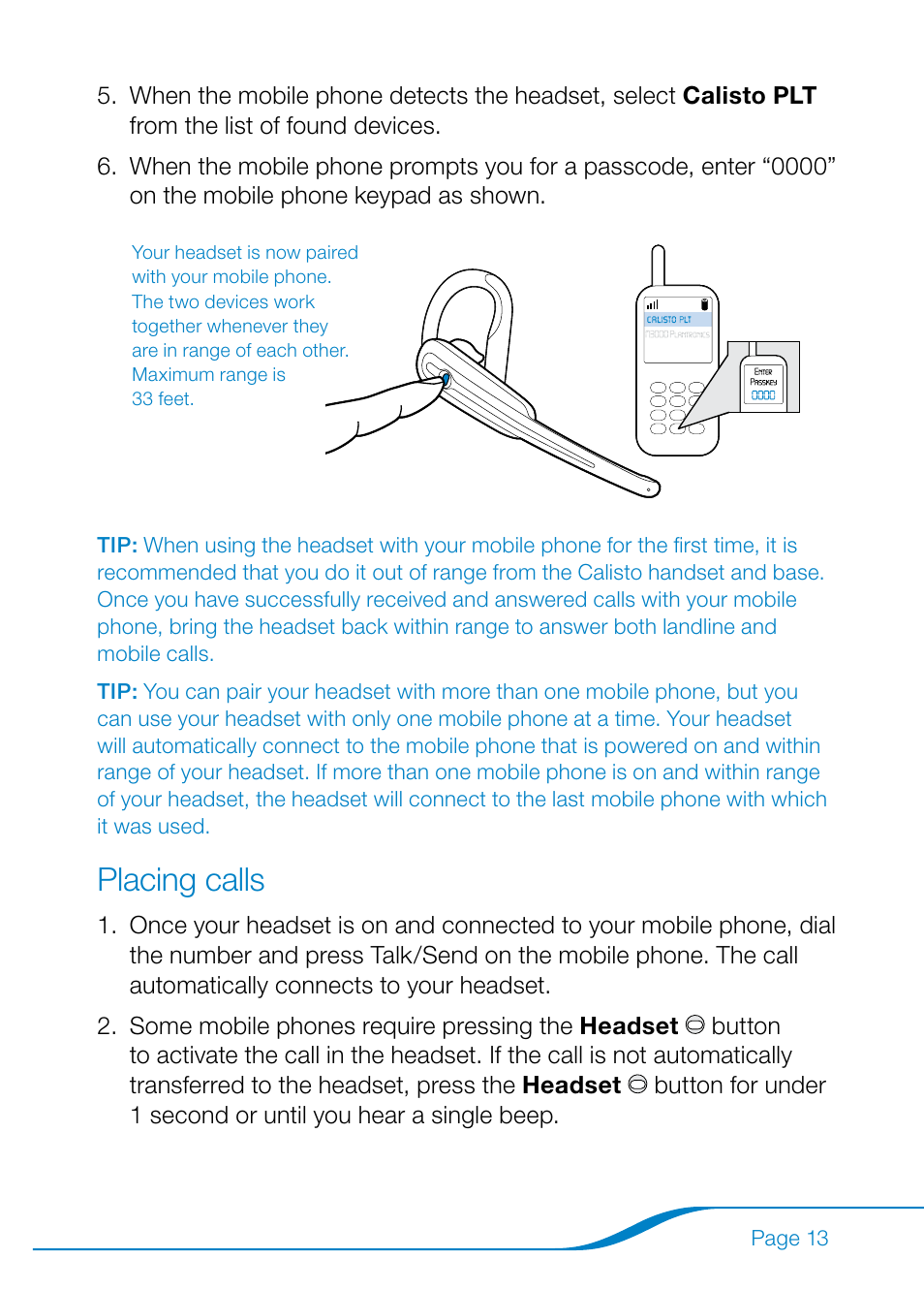 Placing calls | Plantronics Calisto Pro Series User Manual | Page 19 / 60