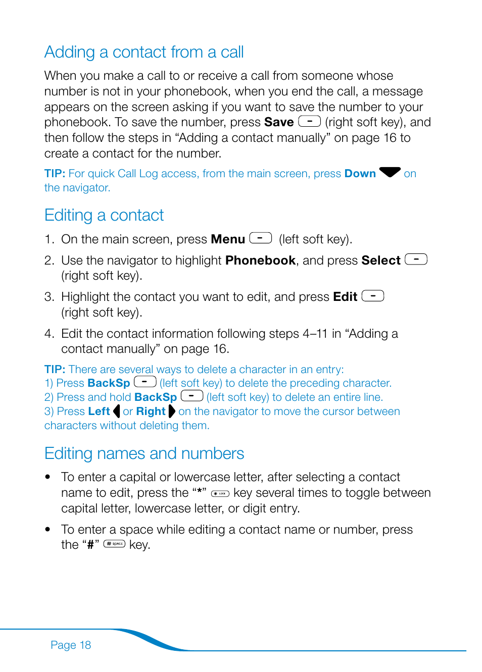 Adding a contact from a call, Editing a contact, Editing names and numbers | Plantronics Calisto Pro Series User Manual | Page 24 / 60