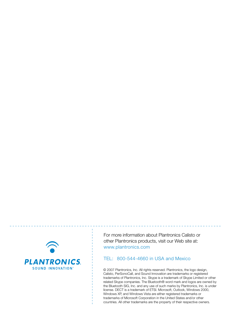 Plantronics Calisto Pro Series User Manual | Page 60 / 60