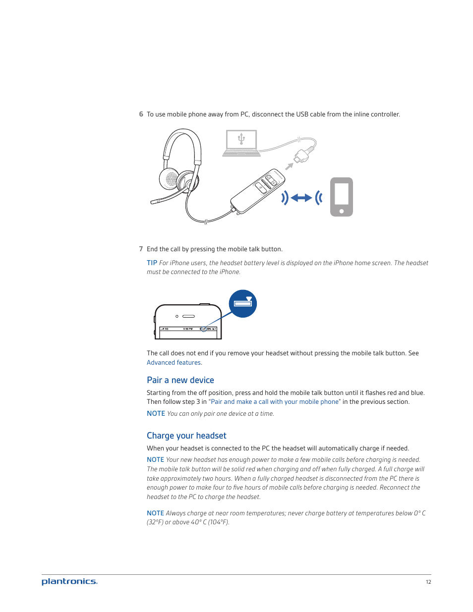 Pair a new device, Charge your headset | Plantronics Blackwire C720M User Manual | Page 12 / 23