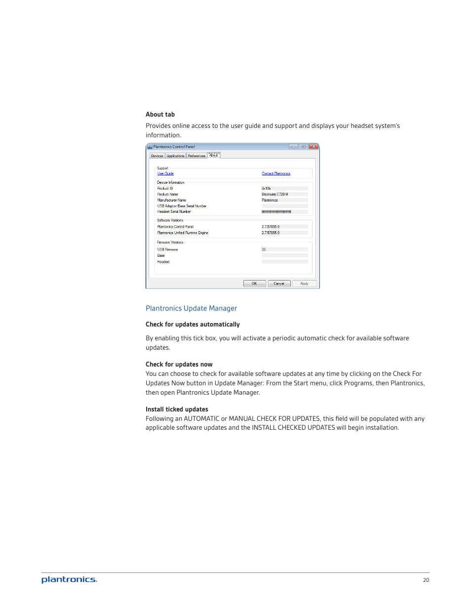 Plantronics Blackwire C720M User Manual | Page 20 / 23