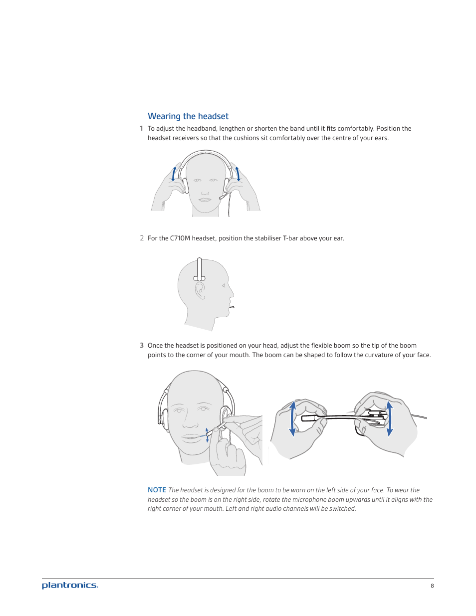 Wearing the headset | Plantronics Blackwire C720M User Manual | Page 8 / 23