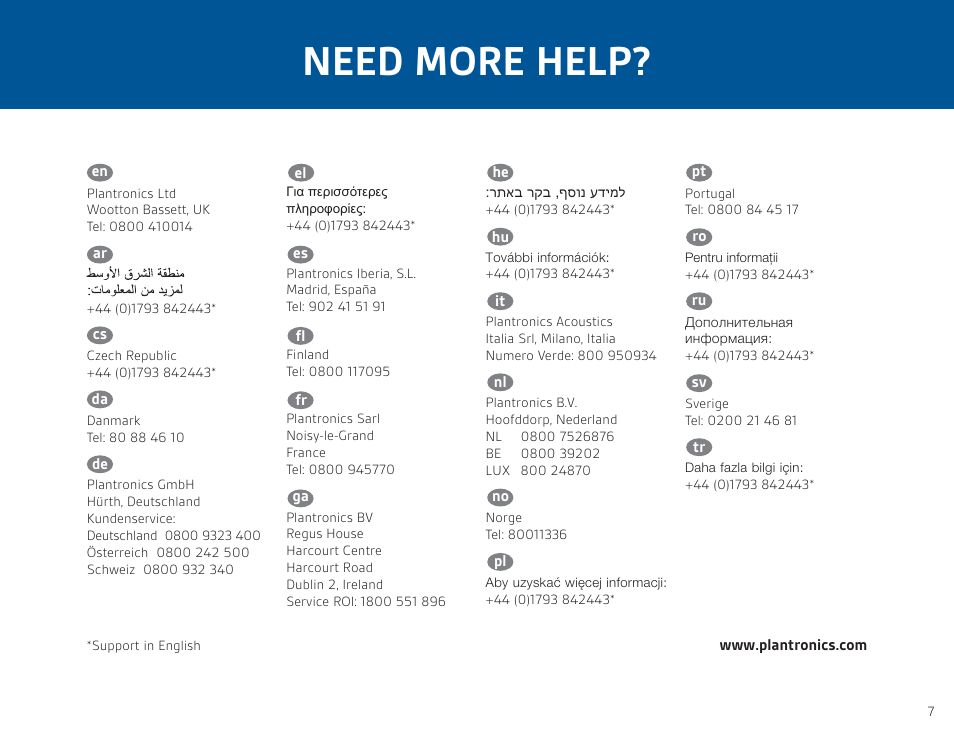 Need more help | Plantronics ML12 User Manual | Page 7 / 8