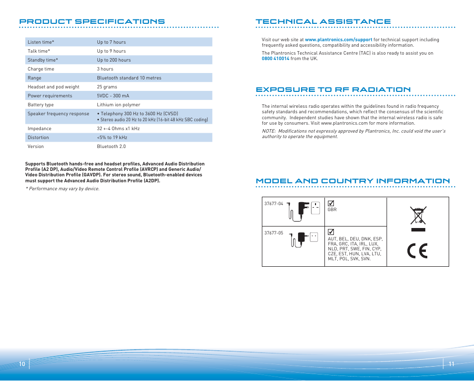 Plantronics Pulsar 260 Stereo Bluetooth headset User Manual | Page 6 / 7