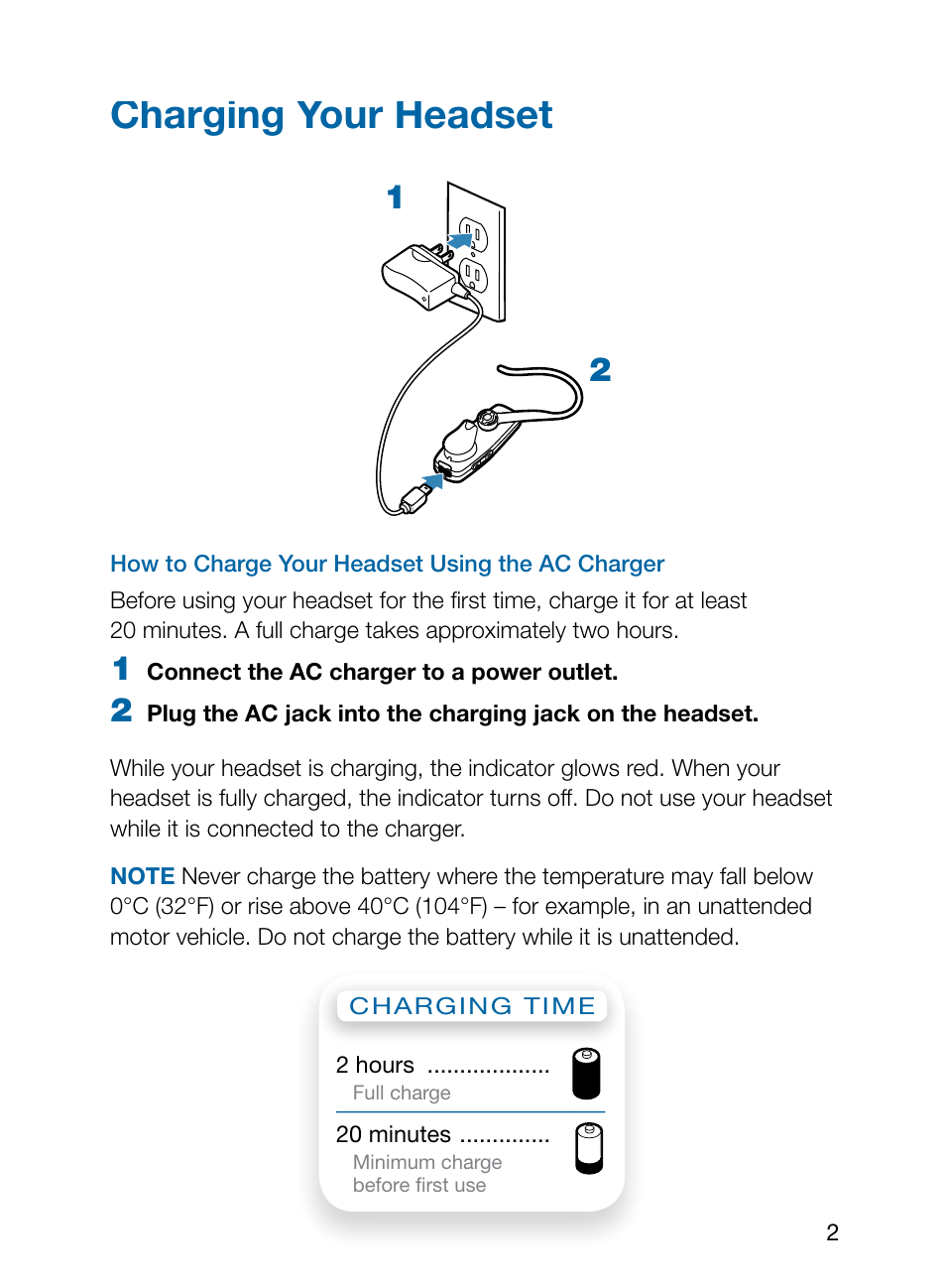 Charging your headset | Plantronics Explorer 210 User Manual | Page 6 / 18