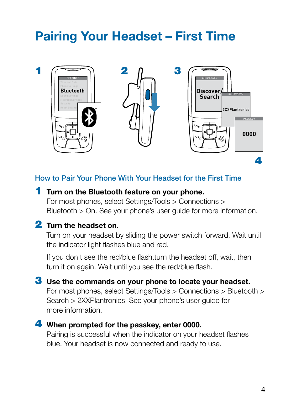 Pairing your headset – first time | Plantronics Explorer 210 User Manual | Page 8 / 18