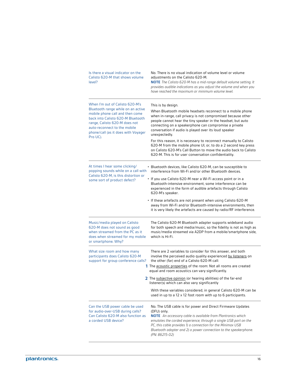 Plantronics Calisto 620-M User Manual | Page 17 / 19