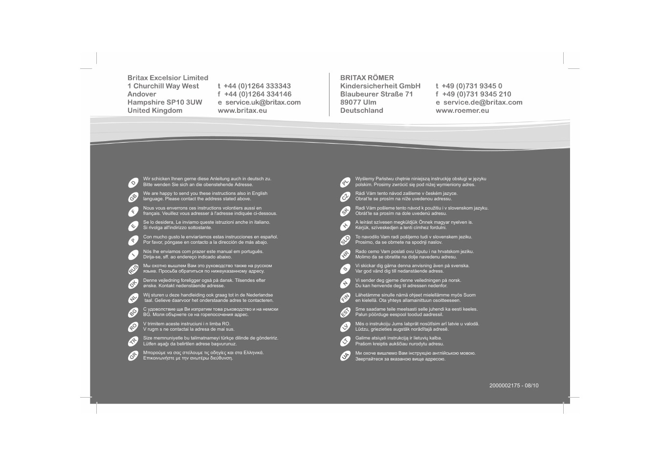 Britax KIDFIX User Manual | Page 83 / 83