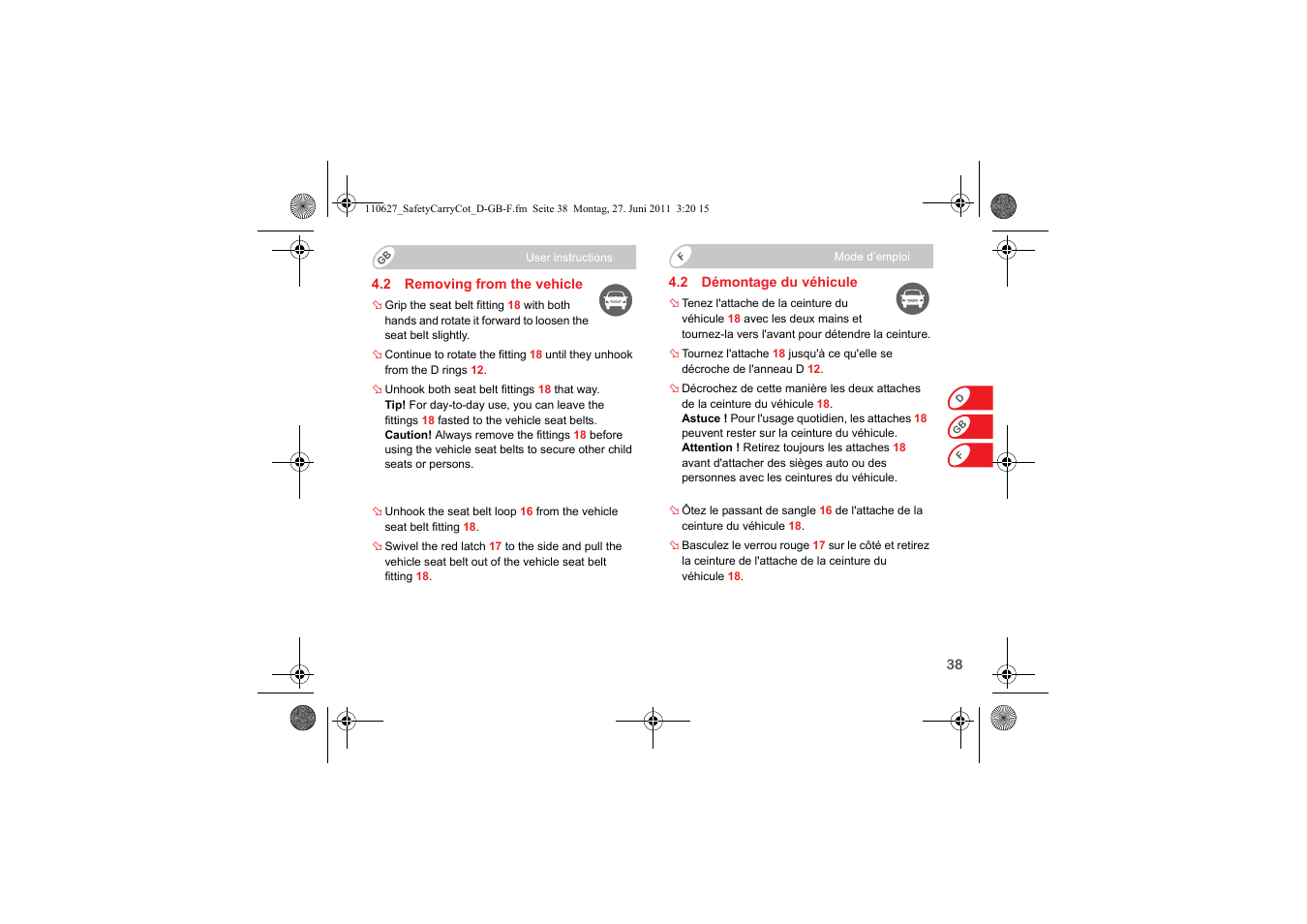 Britax BABY-SAFE SLEEPER User Manual | Page 40 / 233