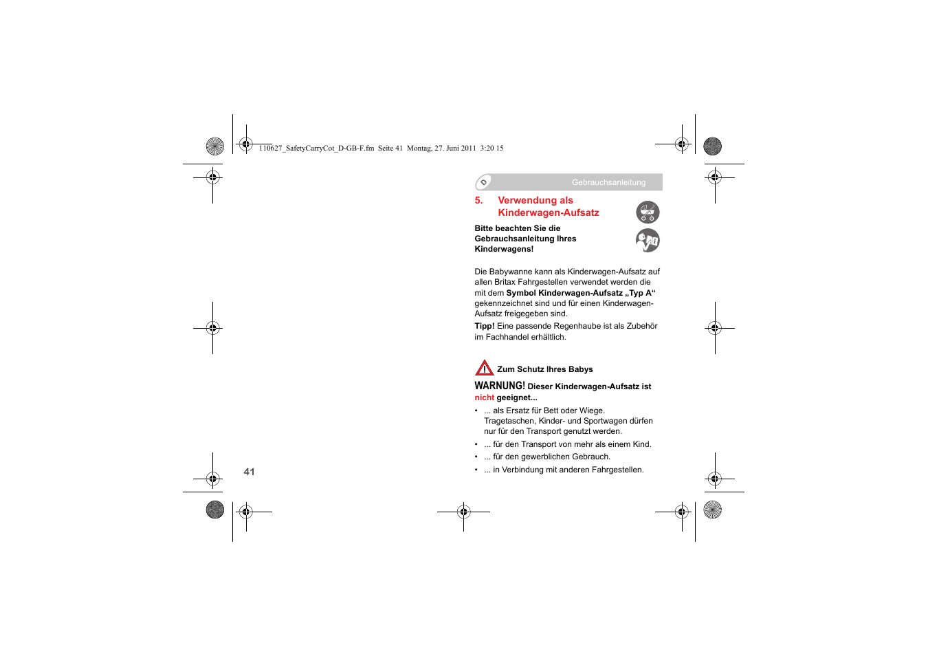 Britax BABY-SAFE SLEEPER User Manual | Page 43 / 233