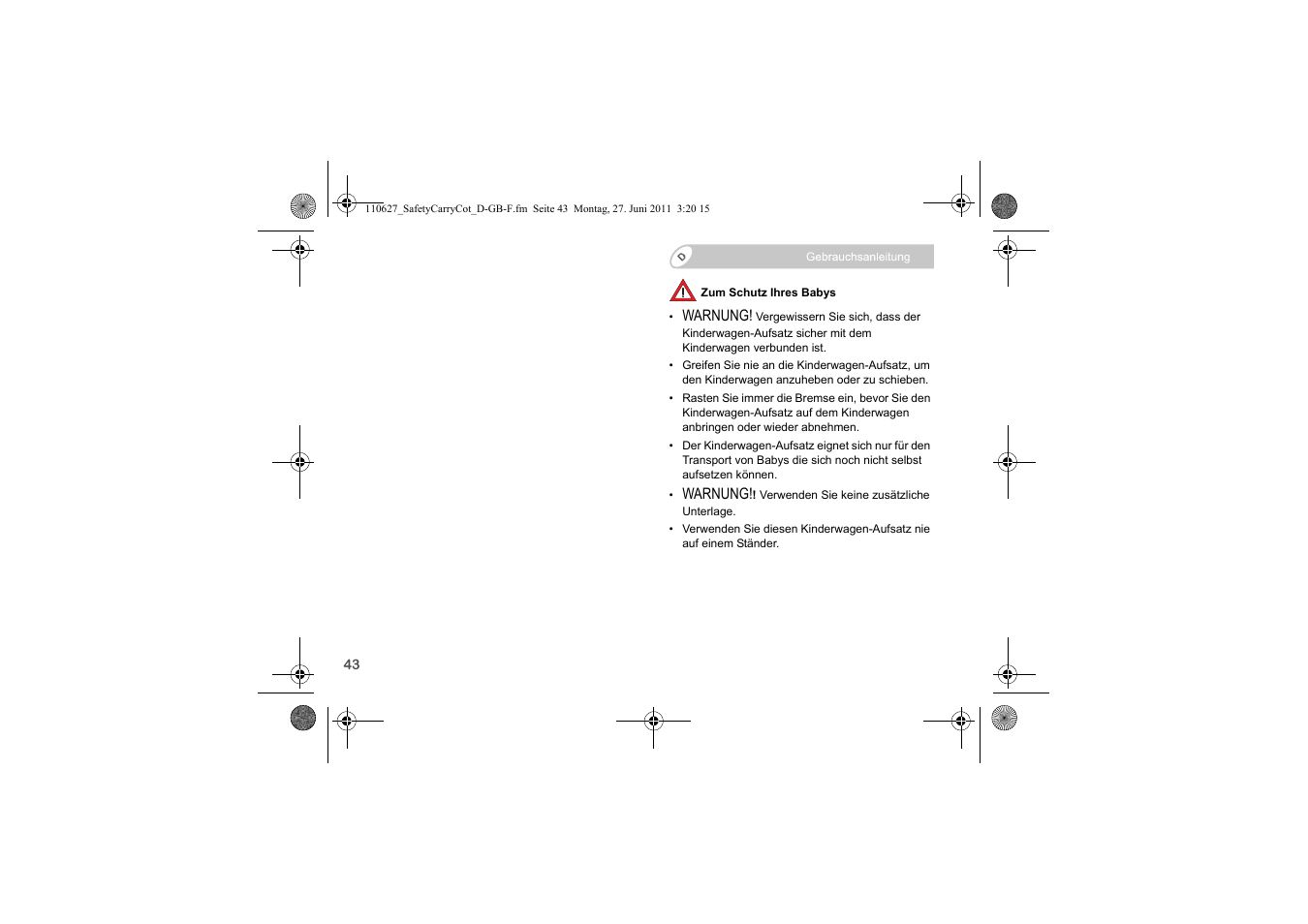 Britax BABY-SAFE SLEEPER User Manual | Page 45 / 233