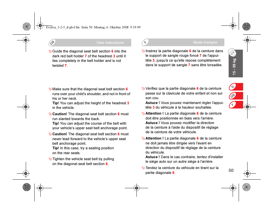 Britax EVOLVA 123 Plus User Manual | Page 52 / 251