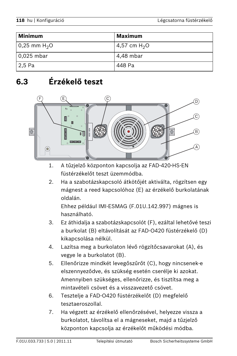 3 érzékelő teszt | Bosch FAD-420-HS-EN Duct Smoke Detector User Manual | Page 118 / 224