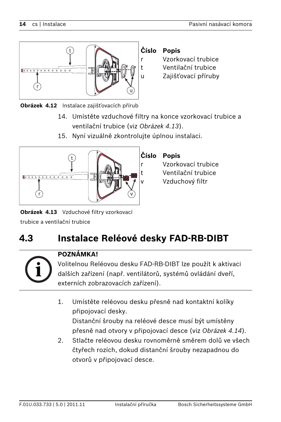 3 instalace reléové desky fad-rb-dibt, É desky fad-rb-dibt | Bosch FAD-420-HS-EN Duct Smoke Detector User Manual | Page 14 / 224