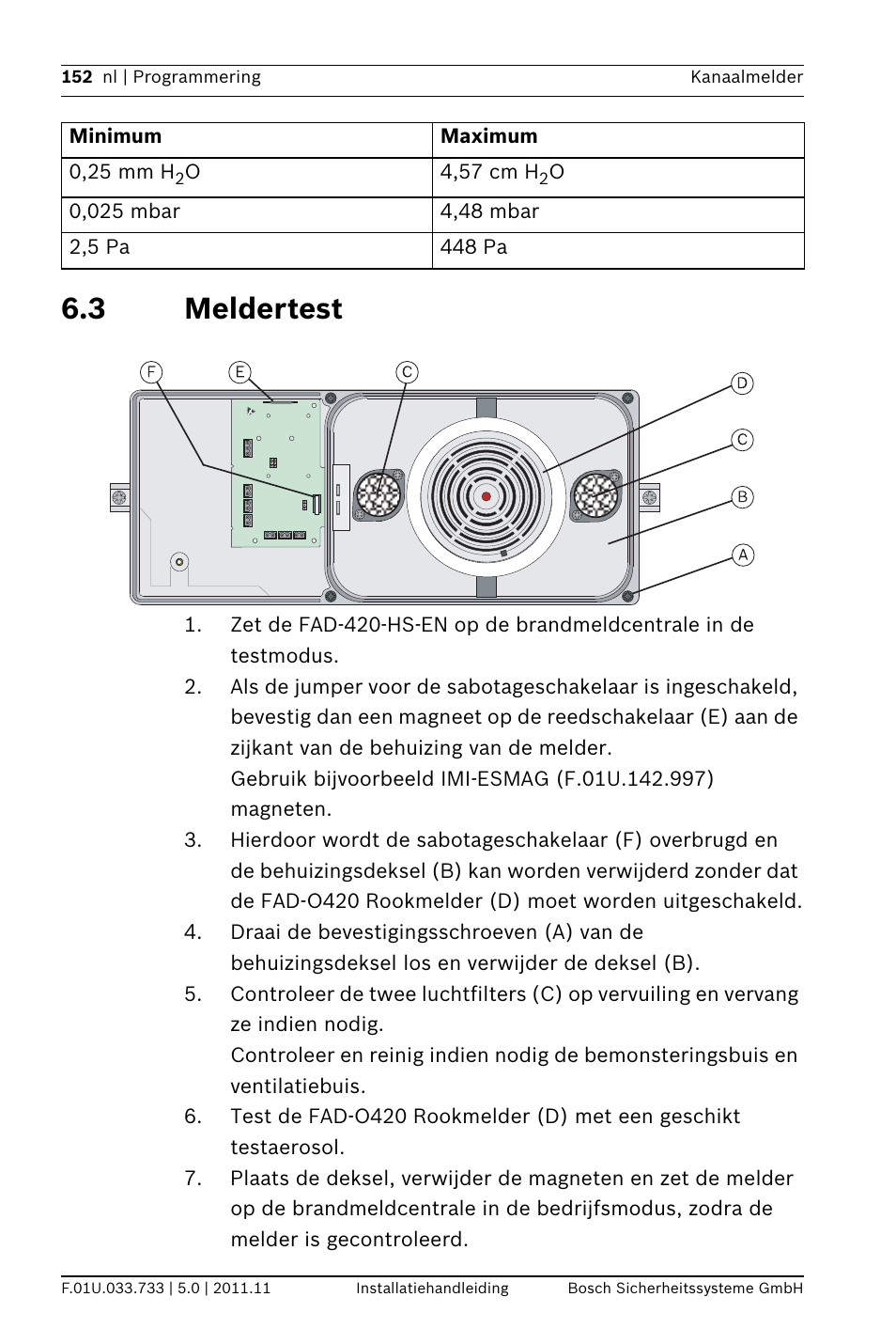 3 meldertest | Bosch FAD-420-HS-EN Duct Smoke Detector User Manual | Page 152 / 224