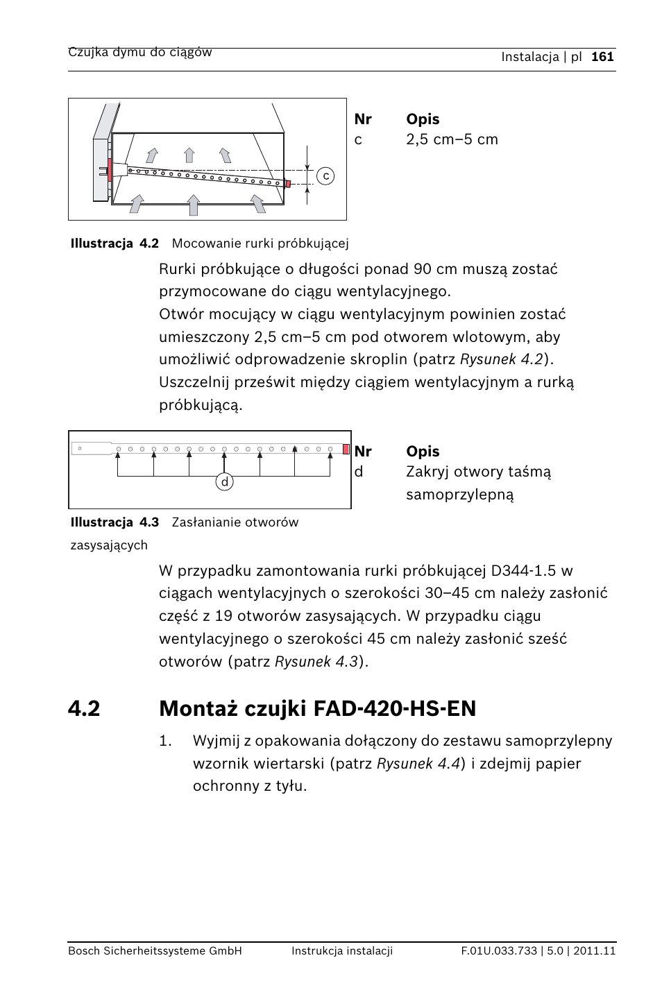 2 montaż czujki fad-420-hs-en, Hs-en | Bosch FAD-420-HS-EN Duct Smoke Detector User Manual | Page 161 / 224