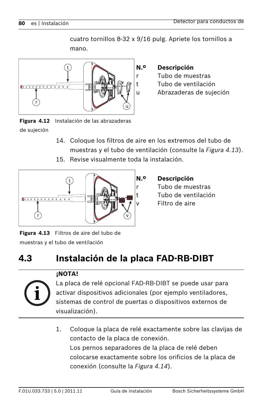 3 instalación de la placa fad-rb-dibt, Rb-dibt | Bosch FAD-420-HS-EN Duct Smoke Detector User Manual | Page 80 / 224