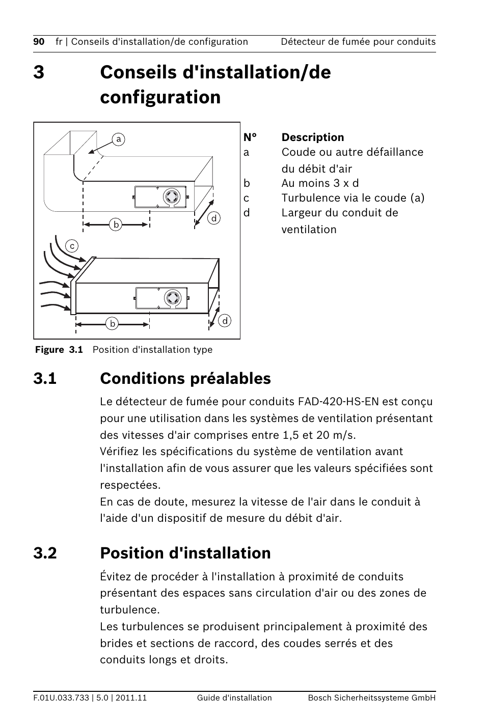3 conseils d'installation/de configuration, 1 conditions préalables, 2 position d'installation | Nfiguration, 3conseils d'installation/de configuration | Bosch FAD-420-HS-EN Duct Smoke Detector User Manual | Page 90 / 224