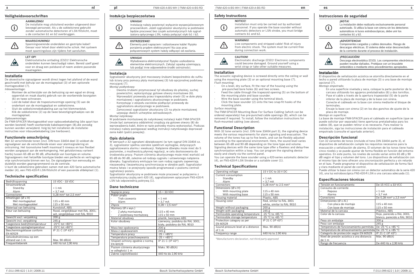 I i i i | Bosch FNM-420-A-BS Base Sounder, Indoor User Manual | Page 5 / 6