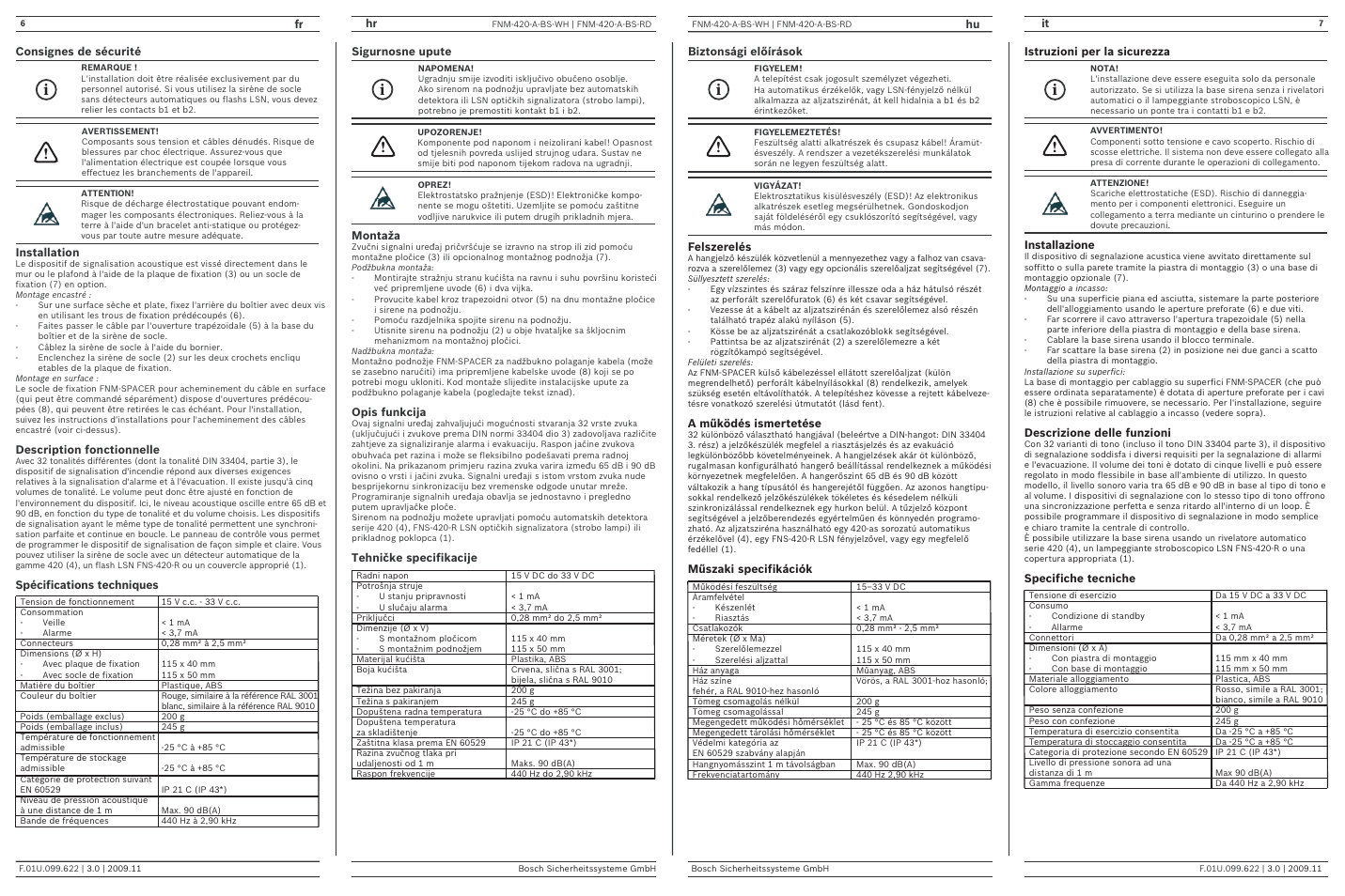 Bosch FNM-420-A-BS Base Sounder, Indoor User Manual | Page 6 / 6