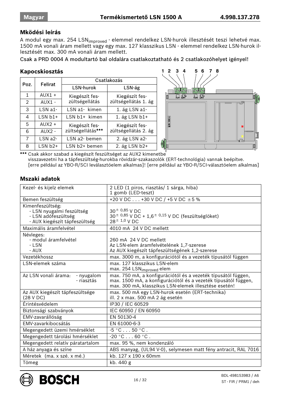 Bosch LSN 1500 A LSN improved Module 1500 mA User Manual | Page 16 / 32