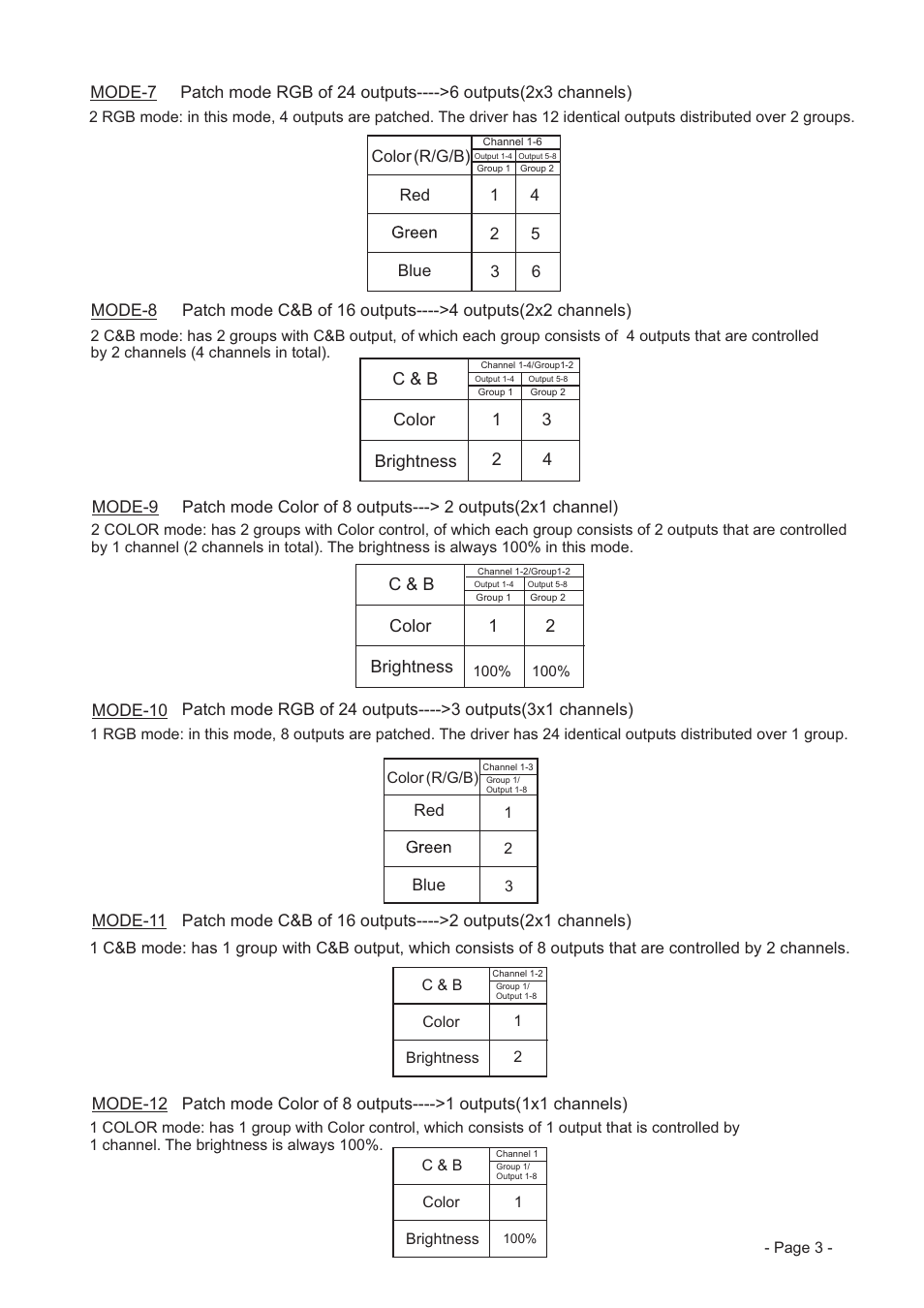 12 color brightness c & b, C & b color brightness | Acclaim Lighting X-Chip Driver TV User Manual | Page 3 / 4