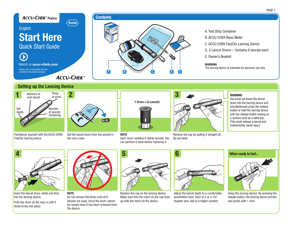 Accu-Chek Nano User Manual | 2 pages