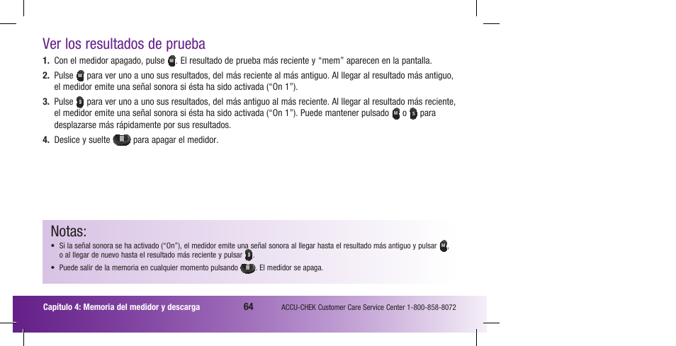 Ver los resultados de prueba, Notas | Accu-Chek Compact Plus User Manual | Page 162 / 196