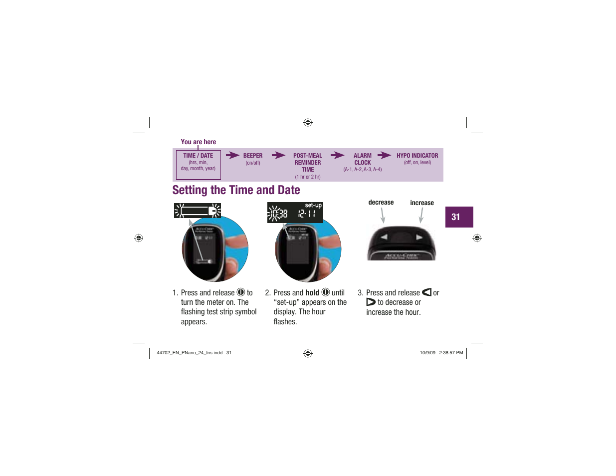 Setting the time and date | Акку-Чек Перформа Нано User Manual | Page 33 / 332