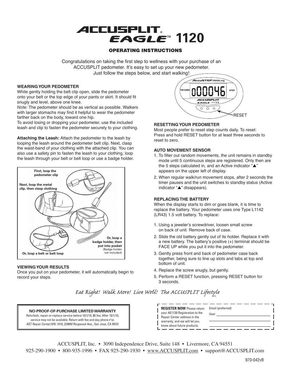 Accusplit AE1120 User Manual | 1 page