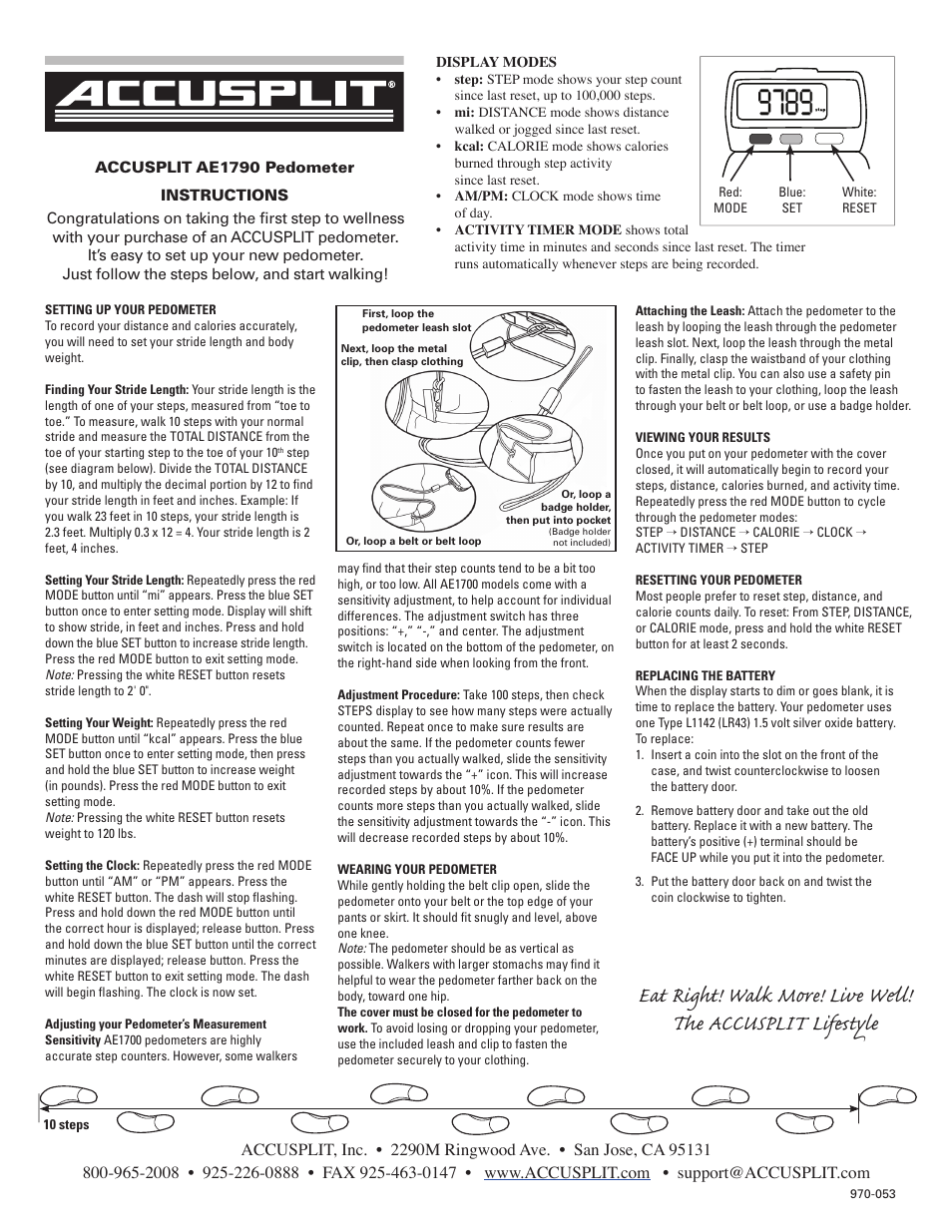 Accusplit AE1790 User Manual | 1 page