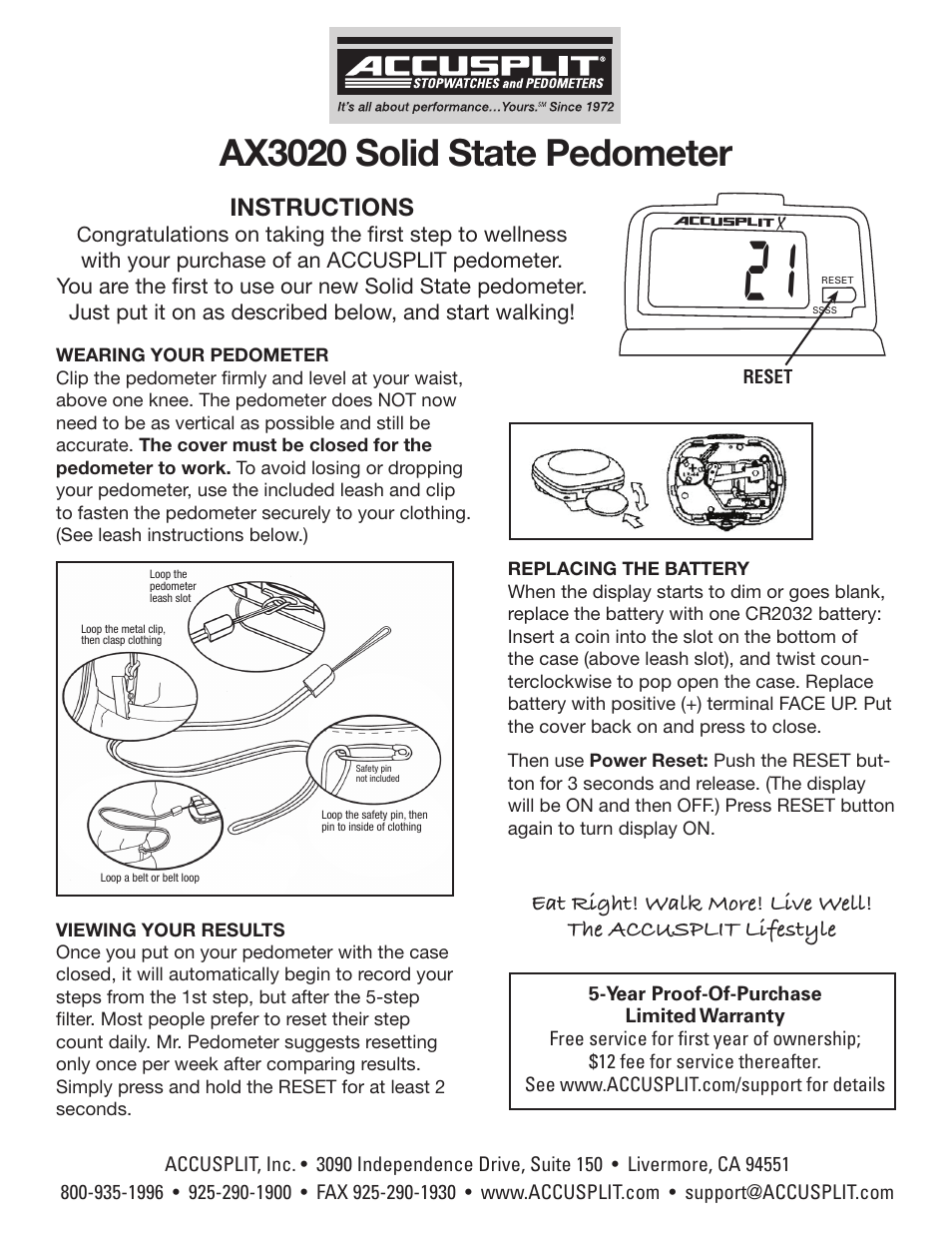 Accusplit AX3020 User Manual | 1 page