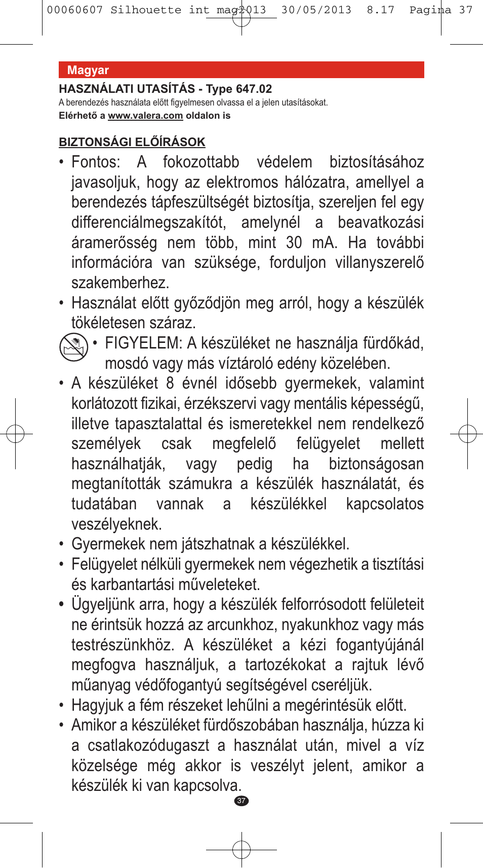 VALERA SILHOUETTE User Manual | Page 35 / 78