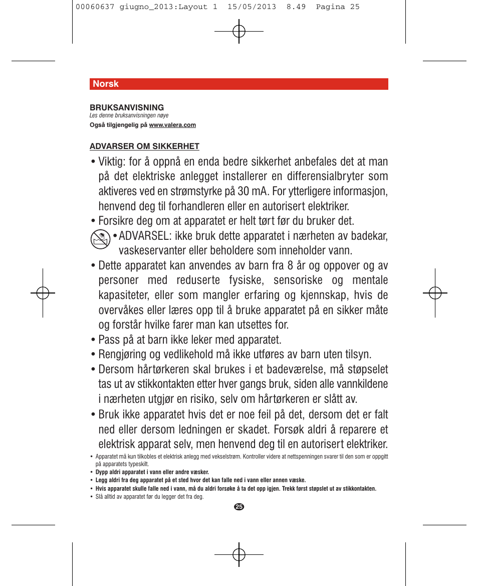 VALERA SWISS LIGHT 5400 FOLD-AWAY IONIC TOURMALINE User Manual | Page 25 / 88