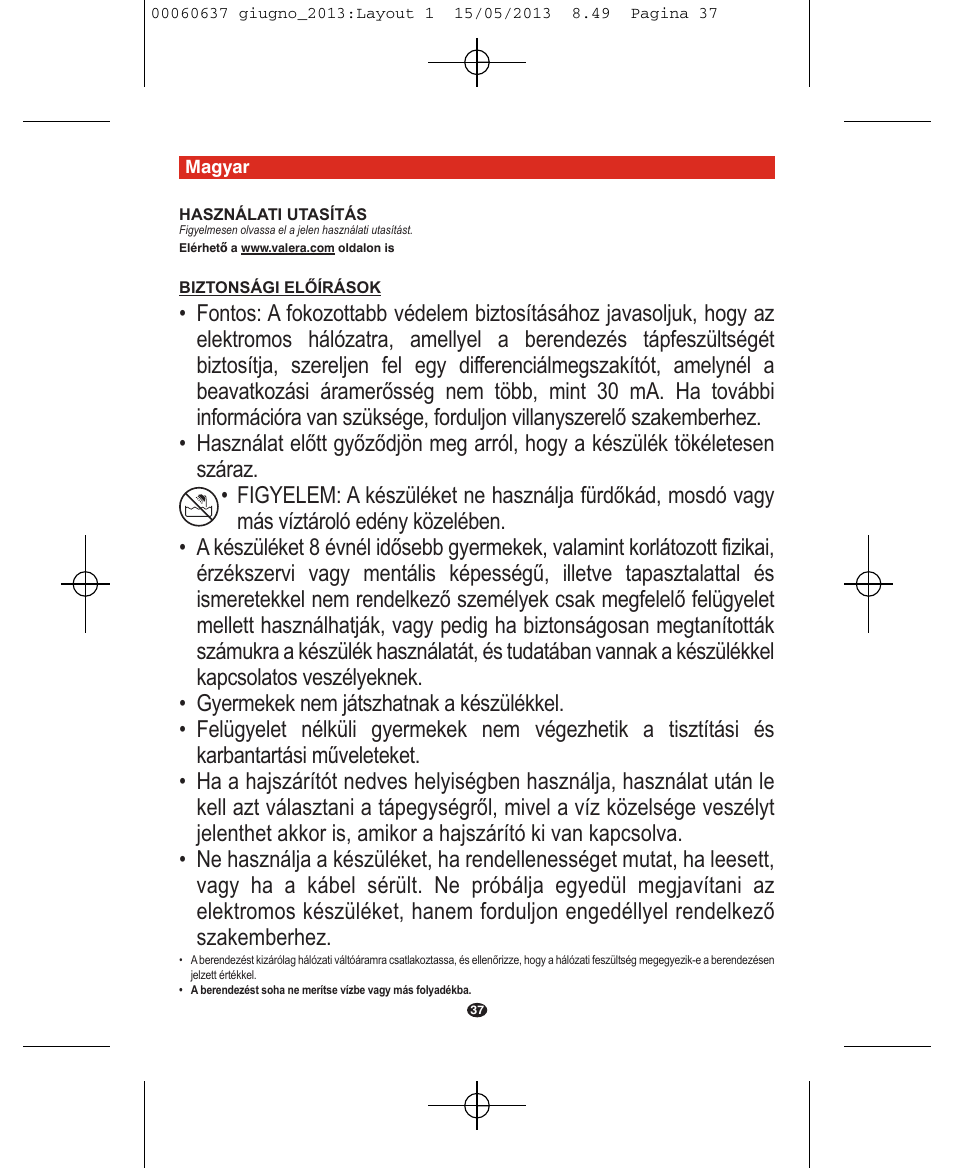 VALERA SWISS LIGHT 5400 FOLD-AWAY IONIC TOURMALINE User Manual | Page 37 / 88