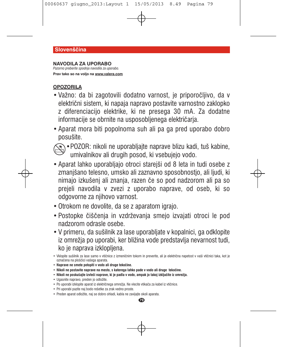 VALERA SWISS LIGHT 5400 FOLD-AWAY IONIC TOURMALINE User Manual | Page 79 / 88