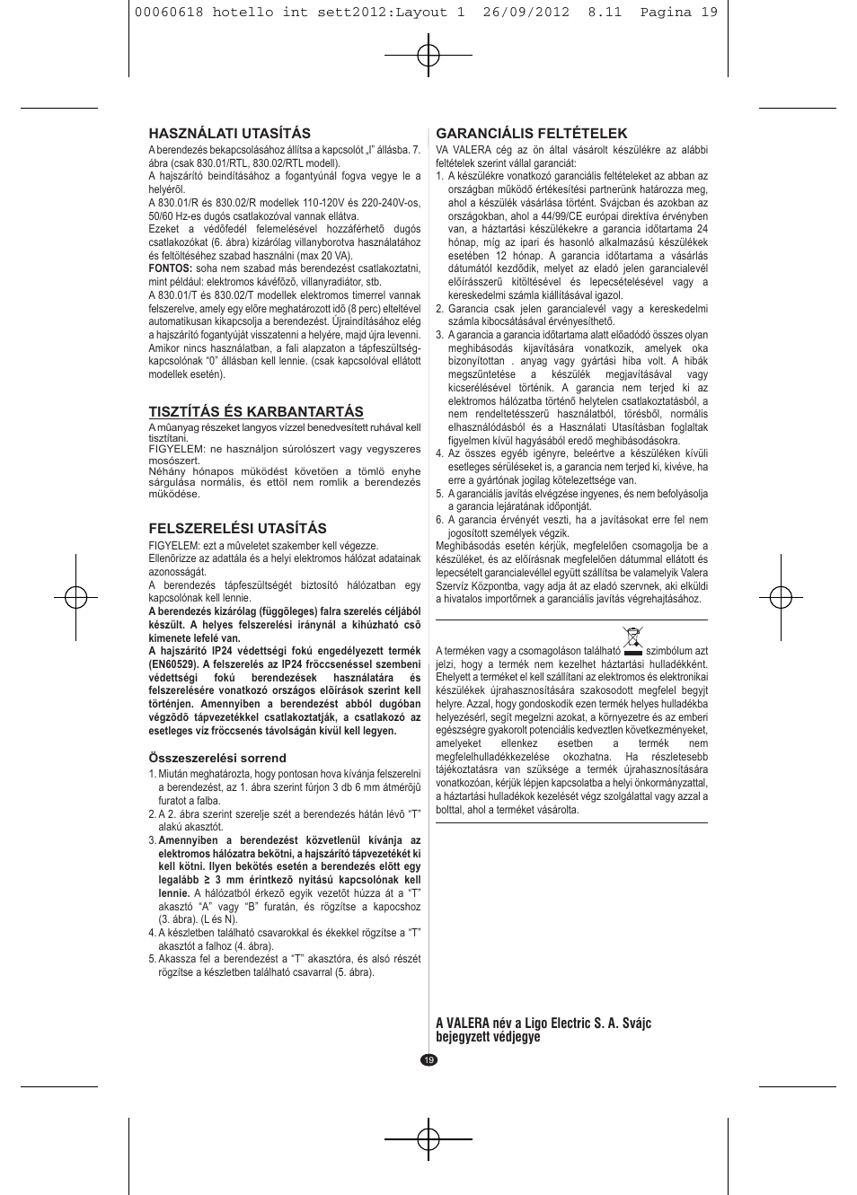 VALERA HOTELLO AC SHAVER User Manual | Page 17 / 38