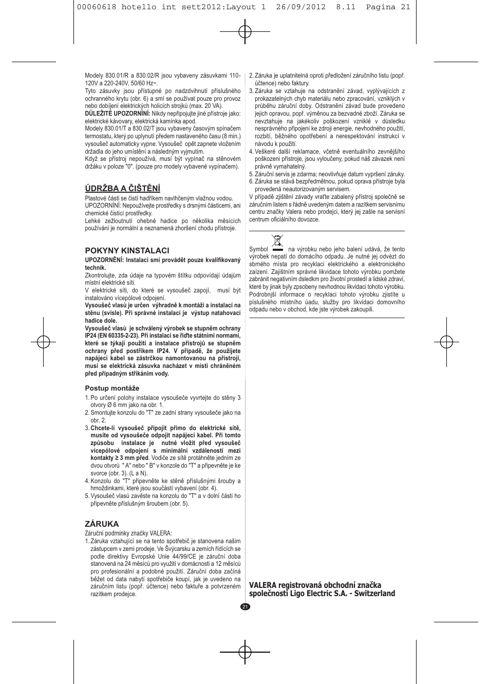 VALERA HOTELLO AC SHAVER User Manual | Page 19 / 38