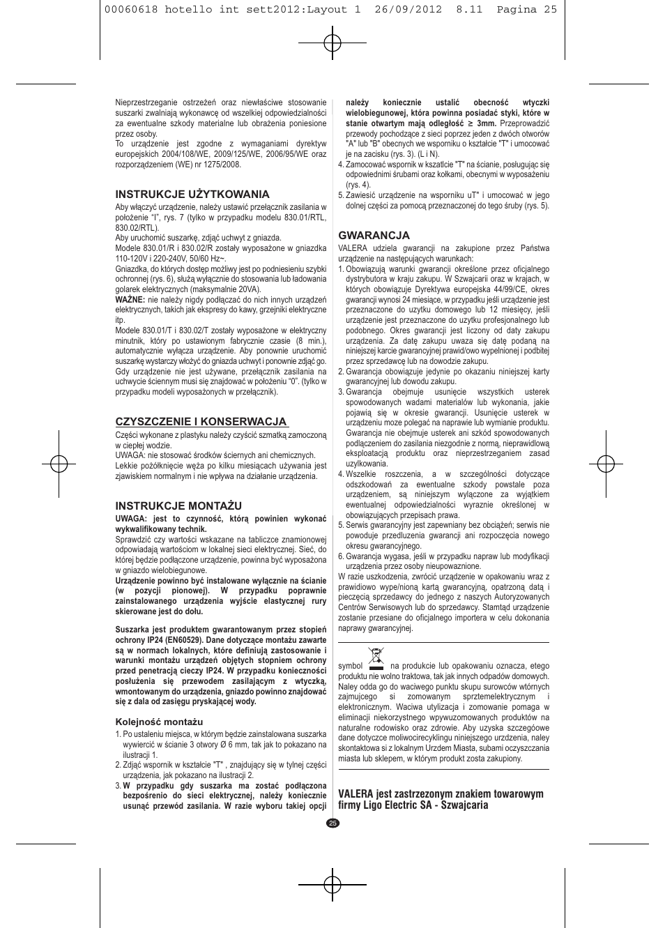 VALERA HOTELLO AC SHAVER User Manual | Page 23 / 38