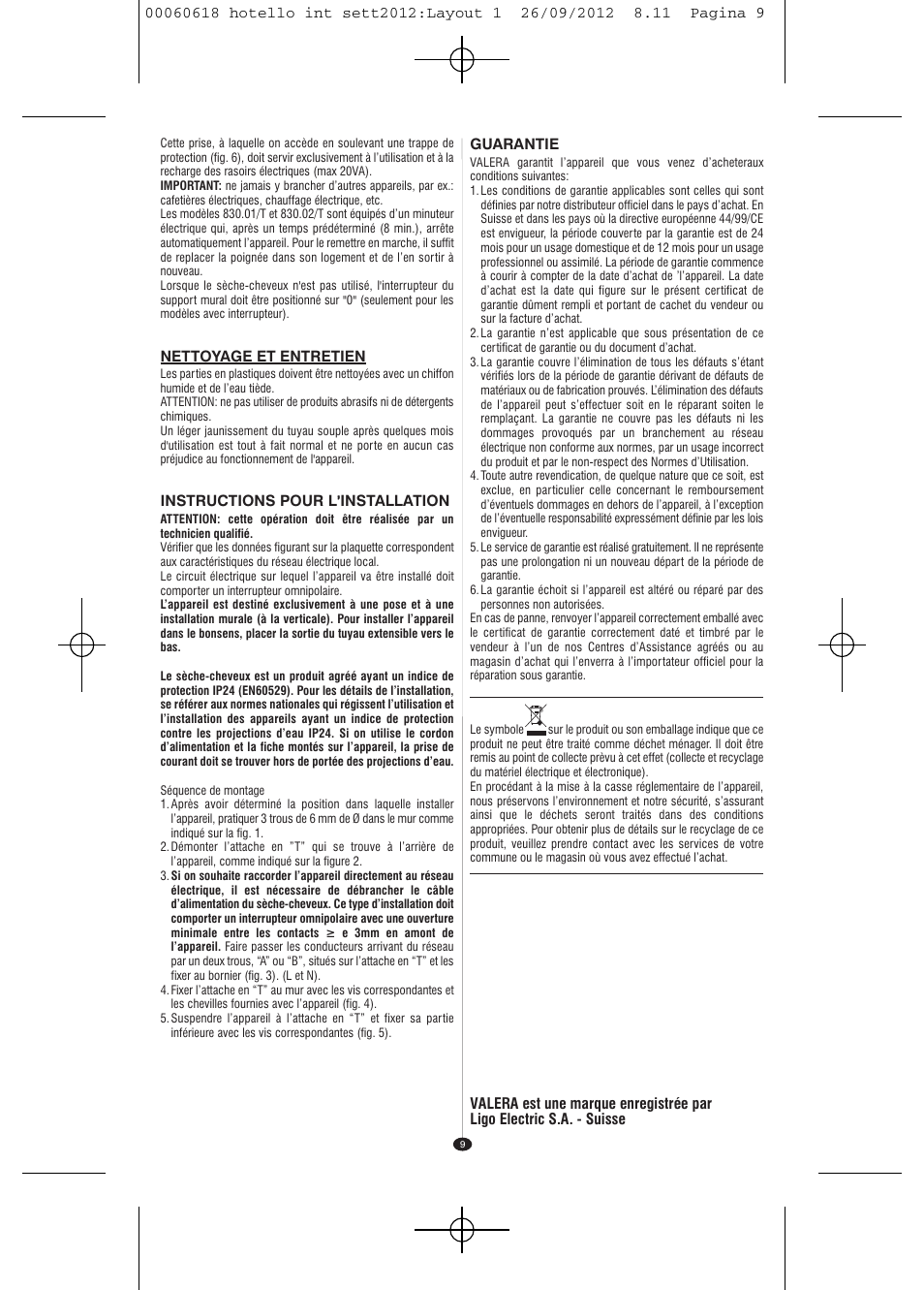 VALERA HOTELLO AC SHAVER User Manual | Page 7 / 38