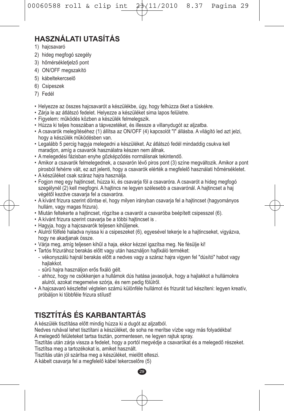Használati utasítás, Tisztítás és karbantartás | VALERA ROLL & CLIP User Manual | Page 27 / 53