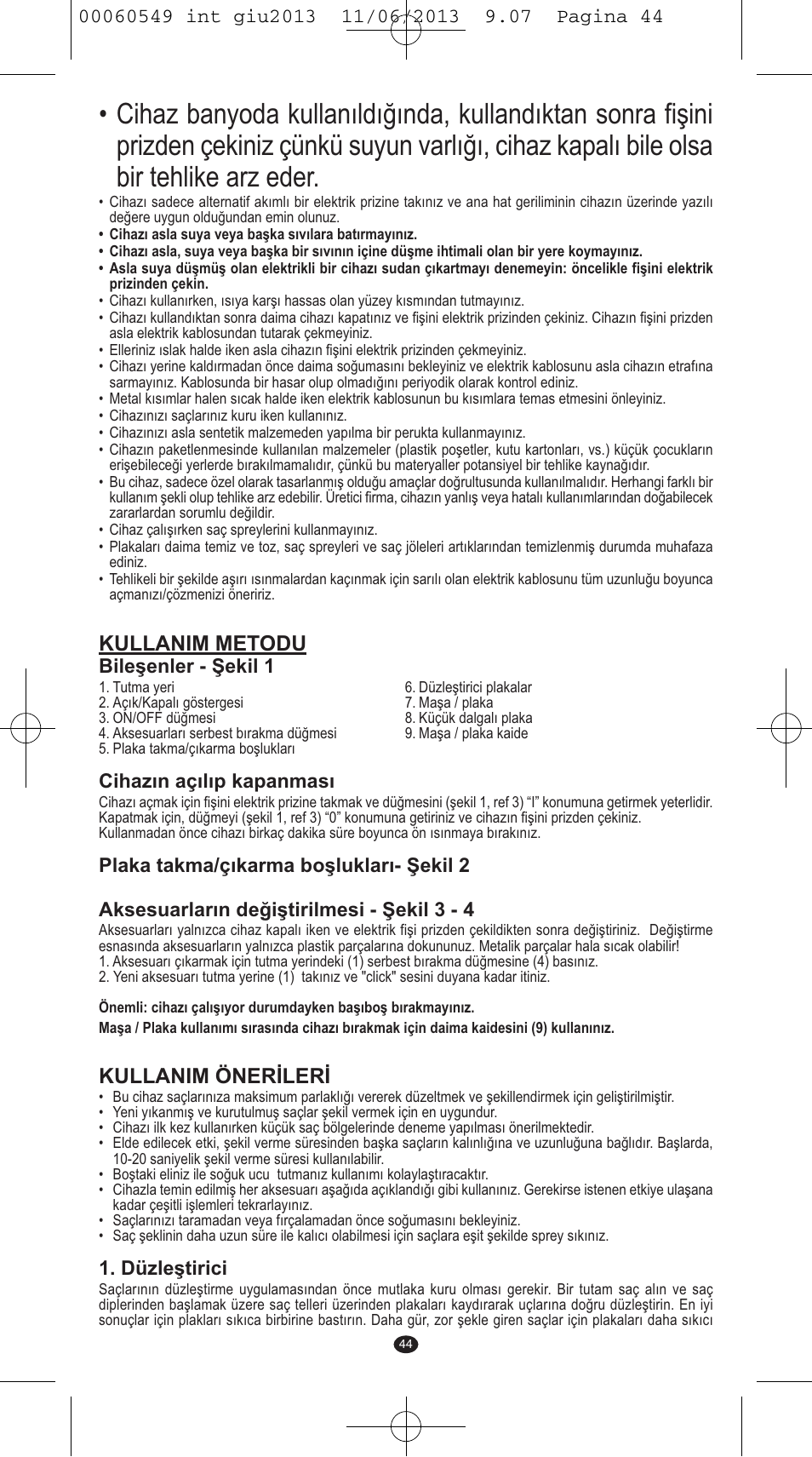 Kullanim metodu, Kullanim önerileri | VALERA X-STYLE User Manual | Page 42 / 66