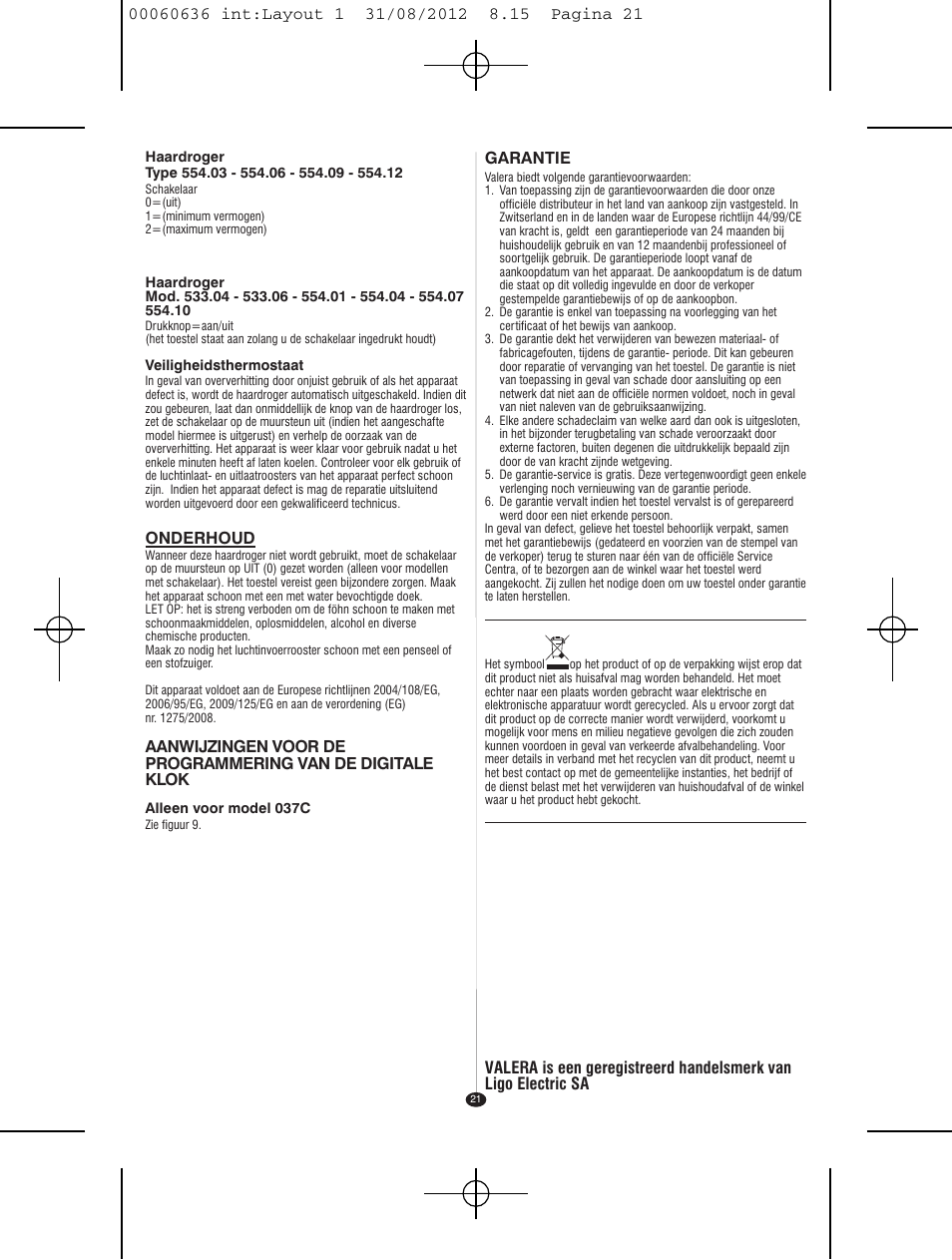 VALERA PREMIUM 1200 SHAVER User Manual | Page 19 / 42