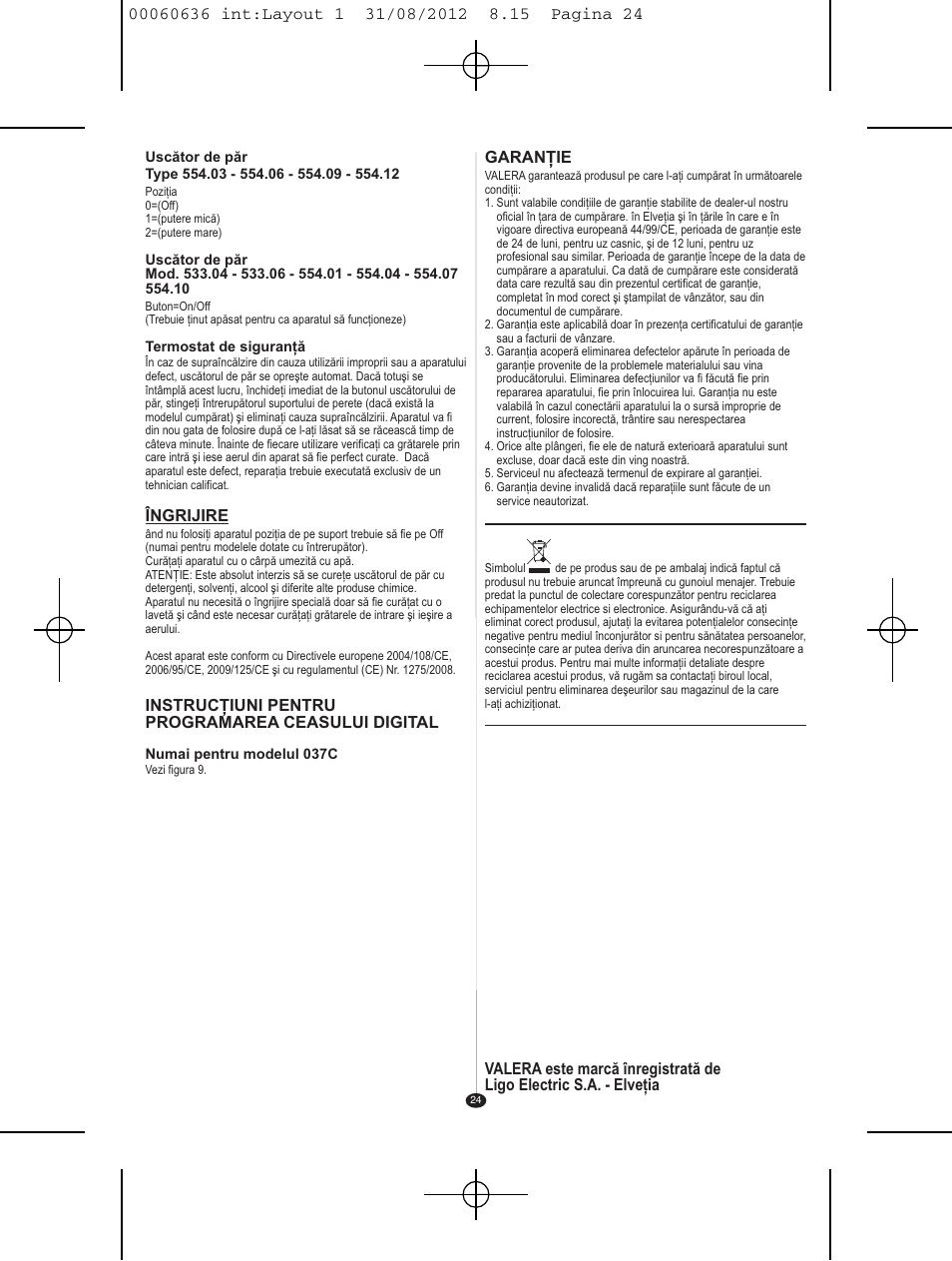 VALERA PREMIUM 1200 SHAVER User Manual | Page 22 / 42