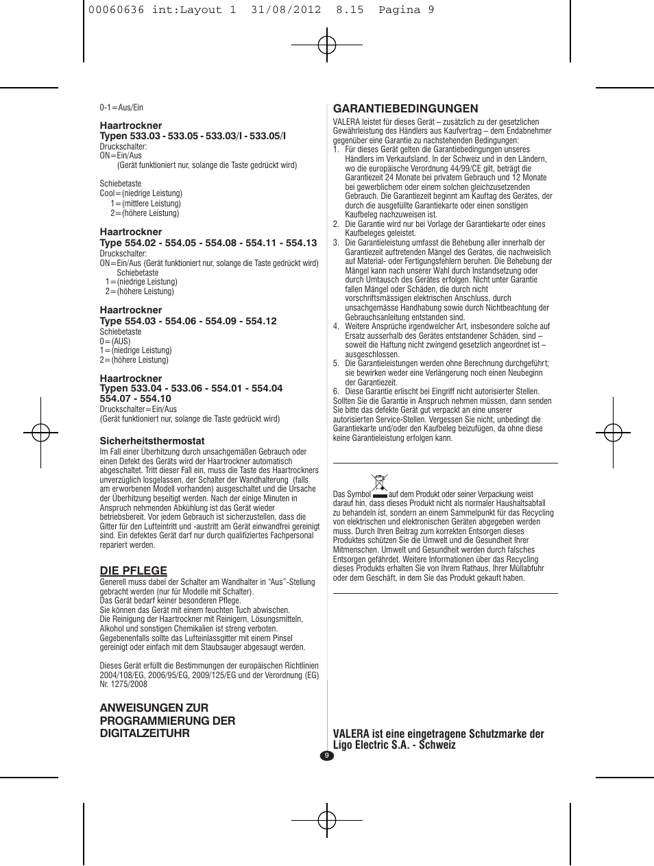 VALERA PREMIUM 1200 SHAVER User Manual | Page 7 / 42