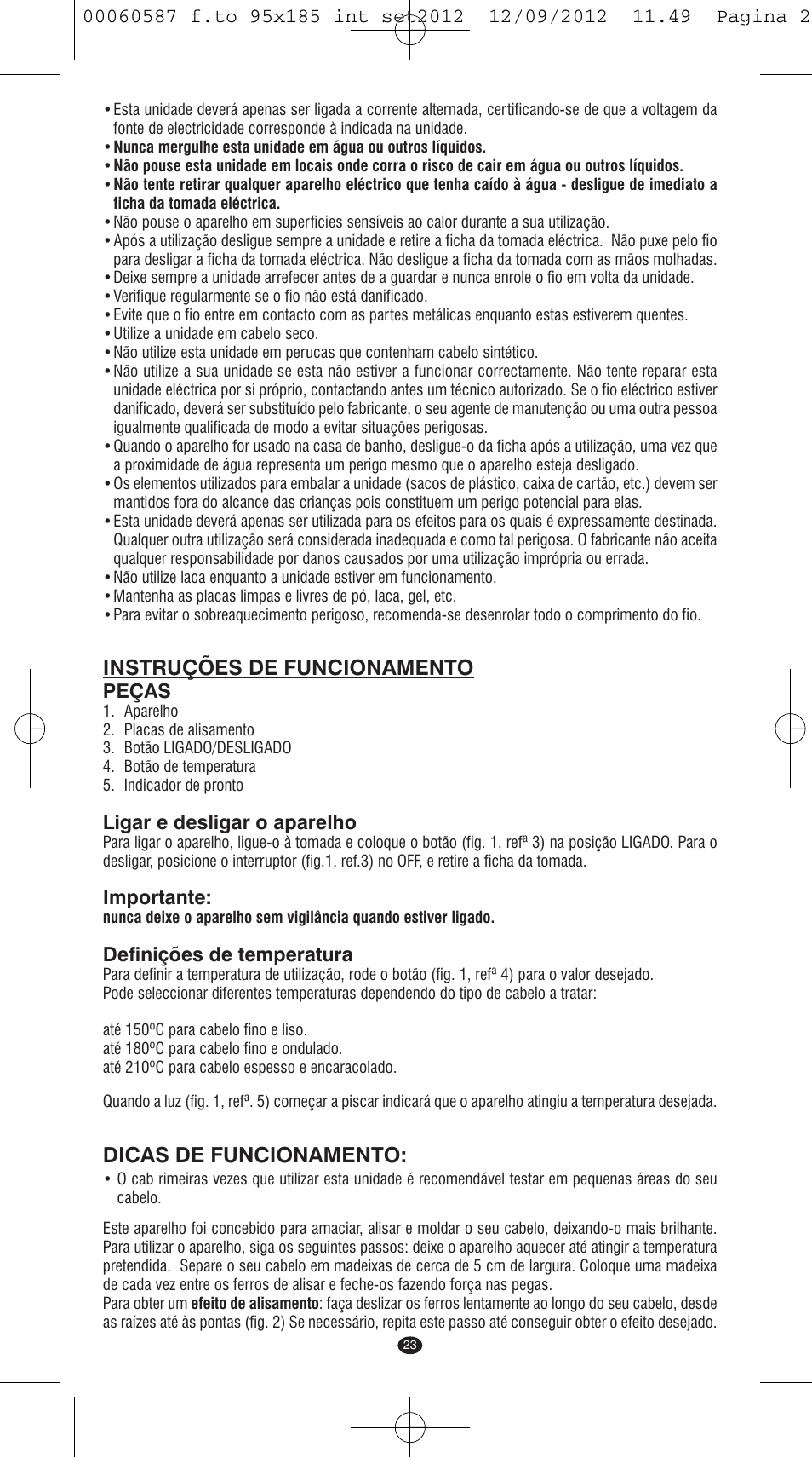 Instruções de funcionamento, Dicas de funcionamento | VALERA SYNTHESIS User Manual | Page 21 / 62