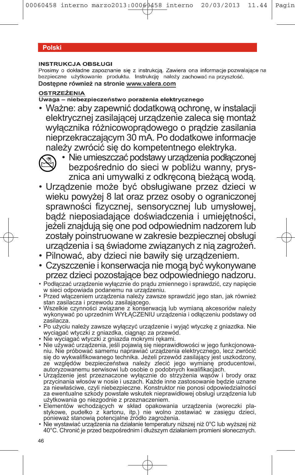 VALERA CONTOUR X CERAMIC User Manual | Page 42 / 74