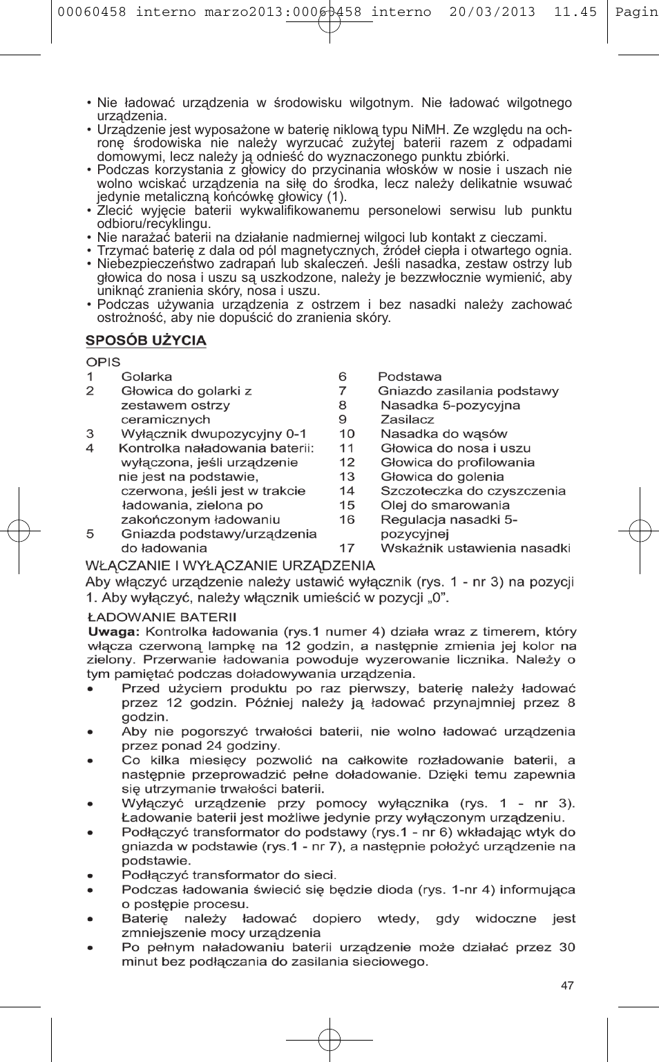 VALERA CONTOUR X CERAMIC User Manual | Page 43 / 74
