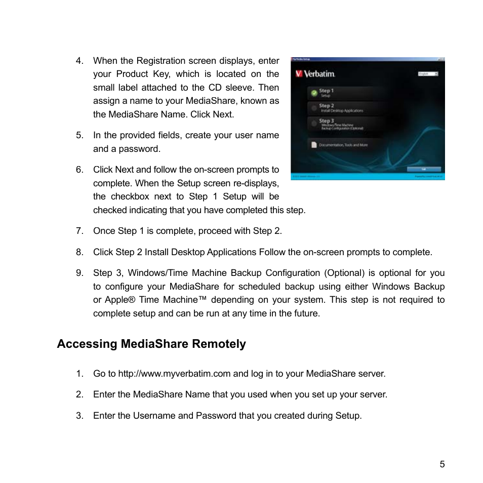 Accessing mediashare remotely | Verbatim MediaShare Quick Start Guide User Manual | Page 5 / 64